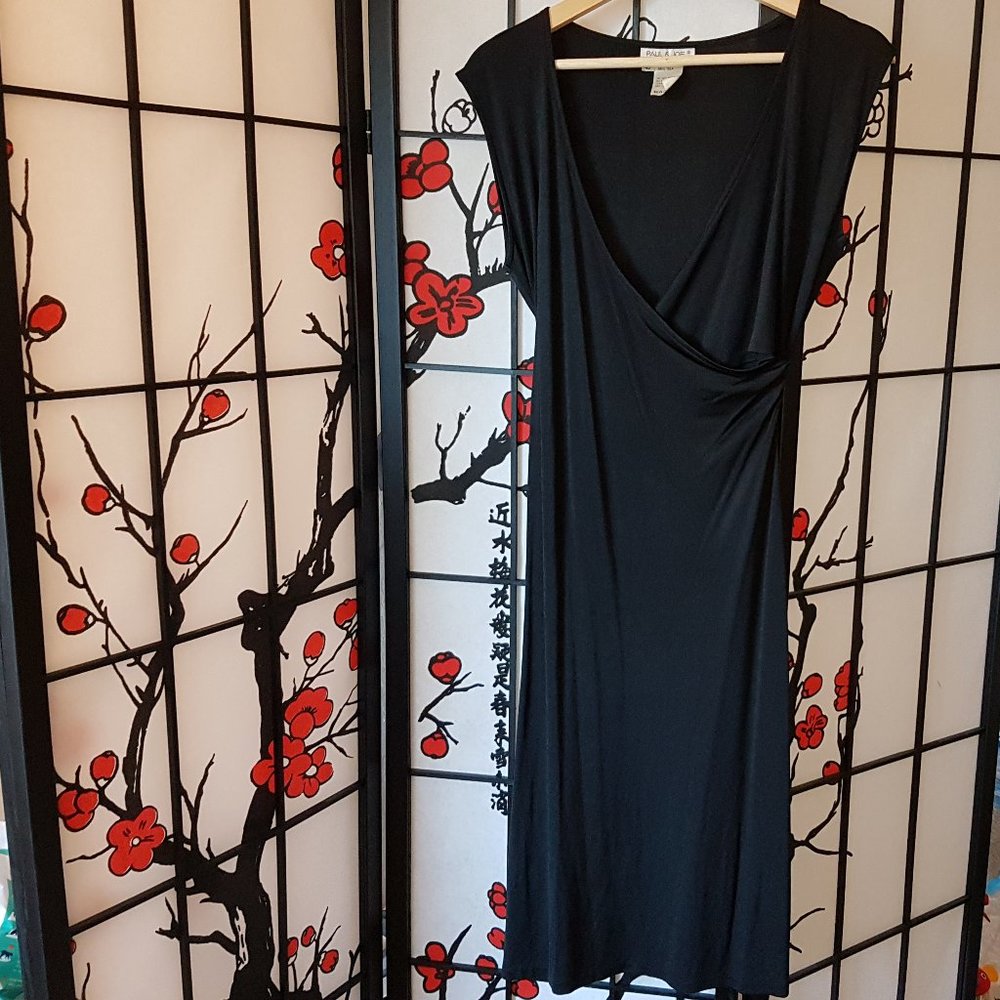 100% Silk Paul & Joe V Neck Black Dress